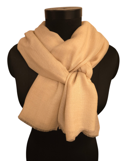 Ekte håndvevet elfenbenhvitt pashmina sjal (2)