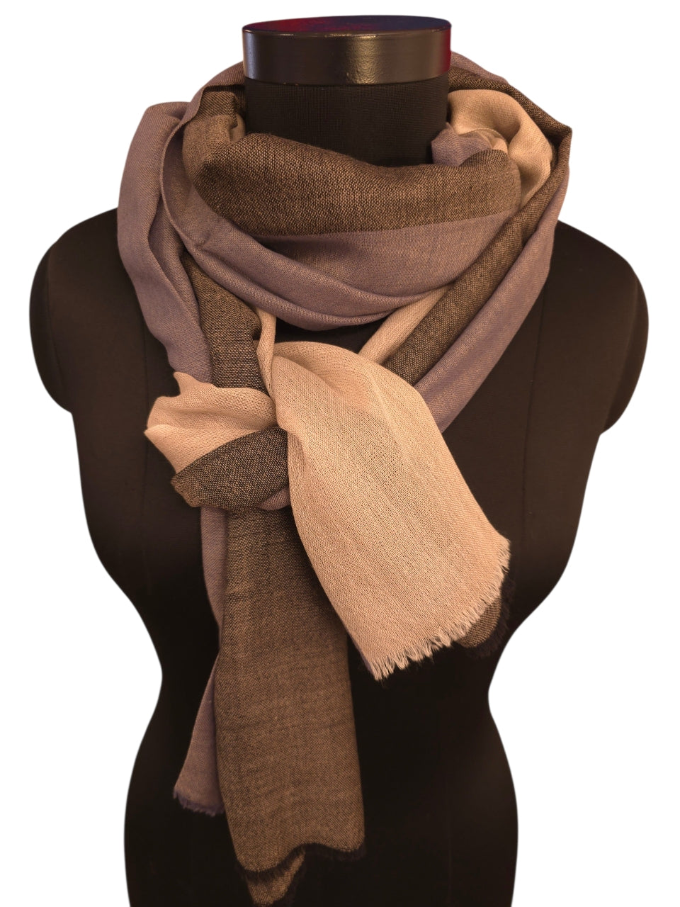 Merino og silke skjerf i lys beige, blått og sort (27)