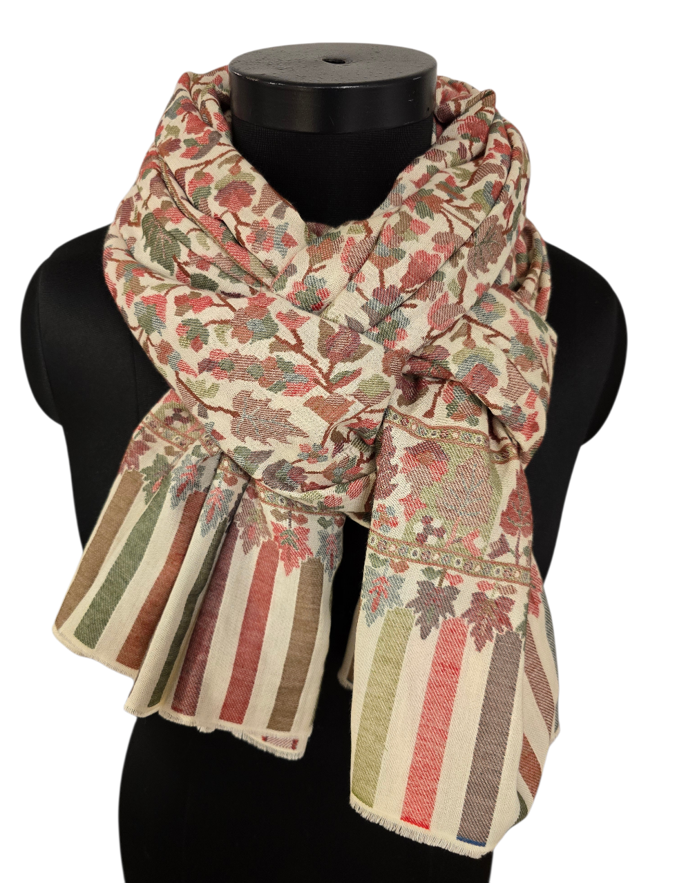 Lyst, varmt og vakkert mønstervevet sjal i 100% merino ull (44)