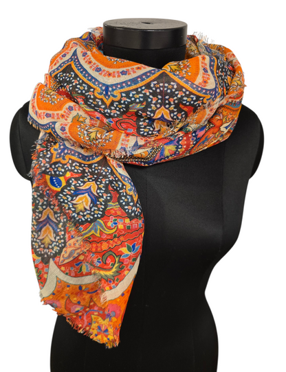 Firkantet sjal i ull og silke (13)