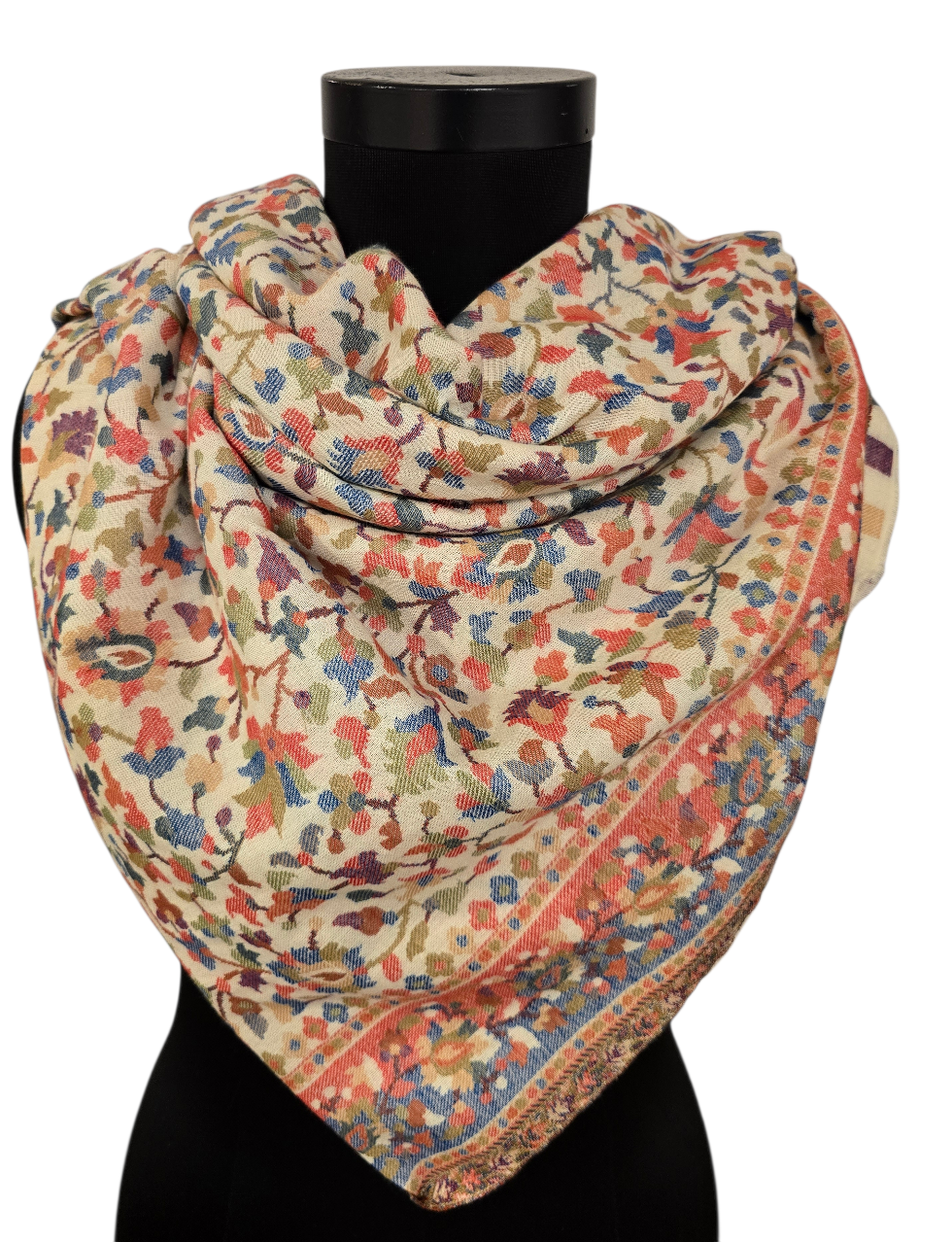 Naturfarget mønstervevet sjal i 100% merino ull (43)