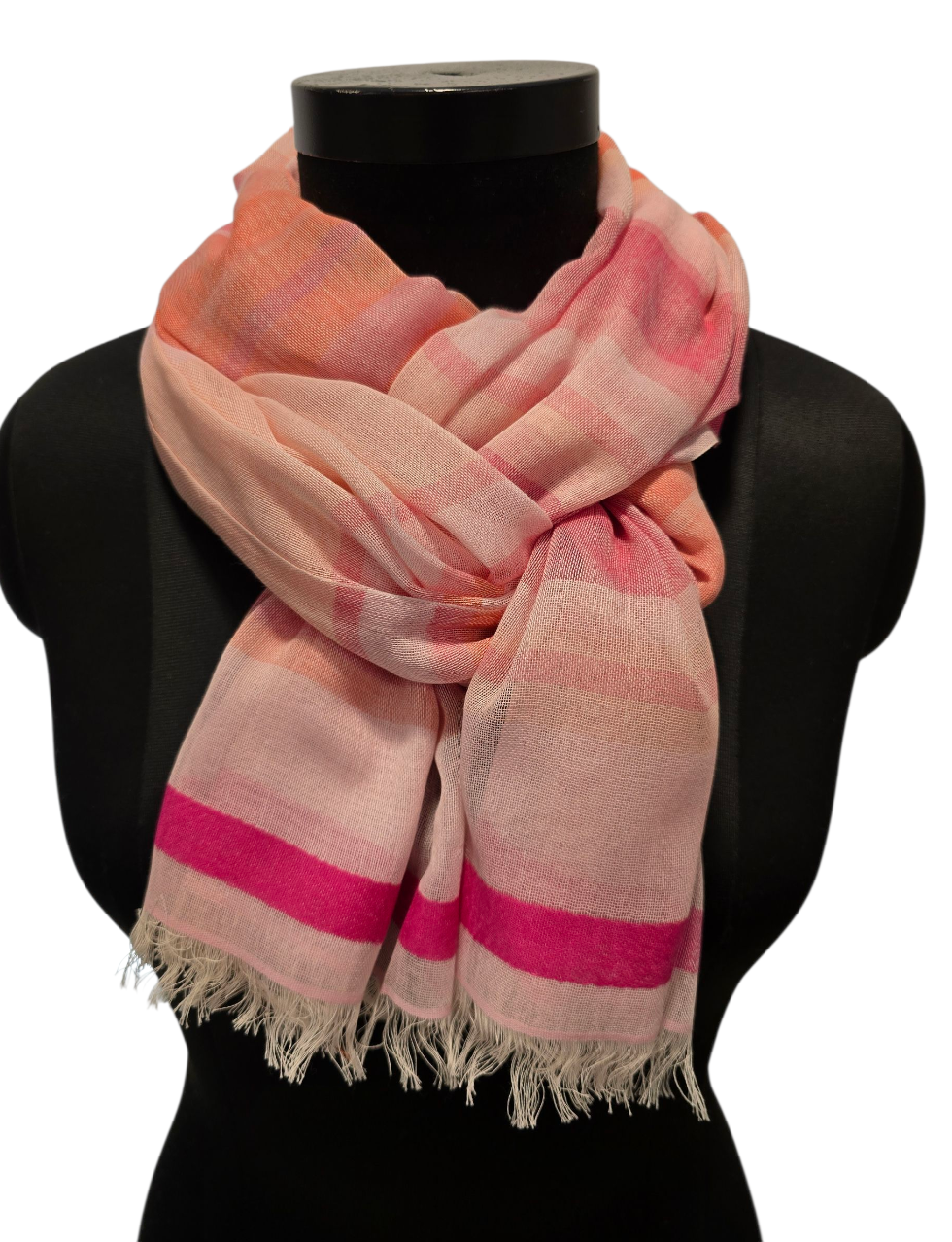 Super feminint bomullsskjerf med striper (093)