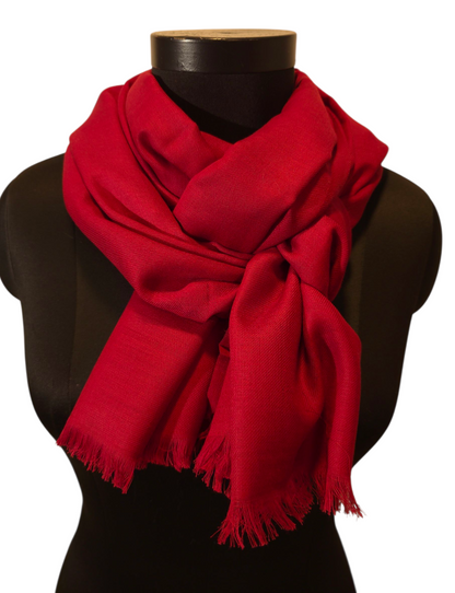 Rødt skjerf mot det brune i merino og bomull (02)