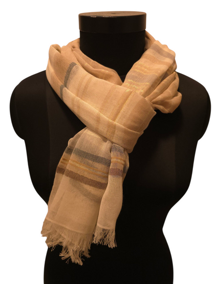 Lett og luftig lyst bomullsskjerf med en gylne tråd (069)