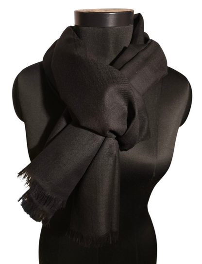 Sort skjerf i merino og bomull (04)