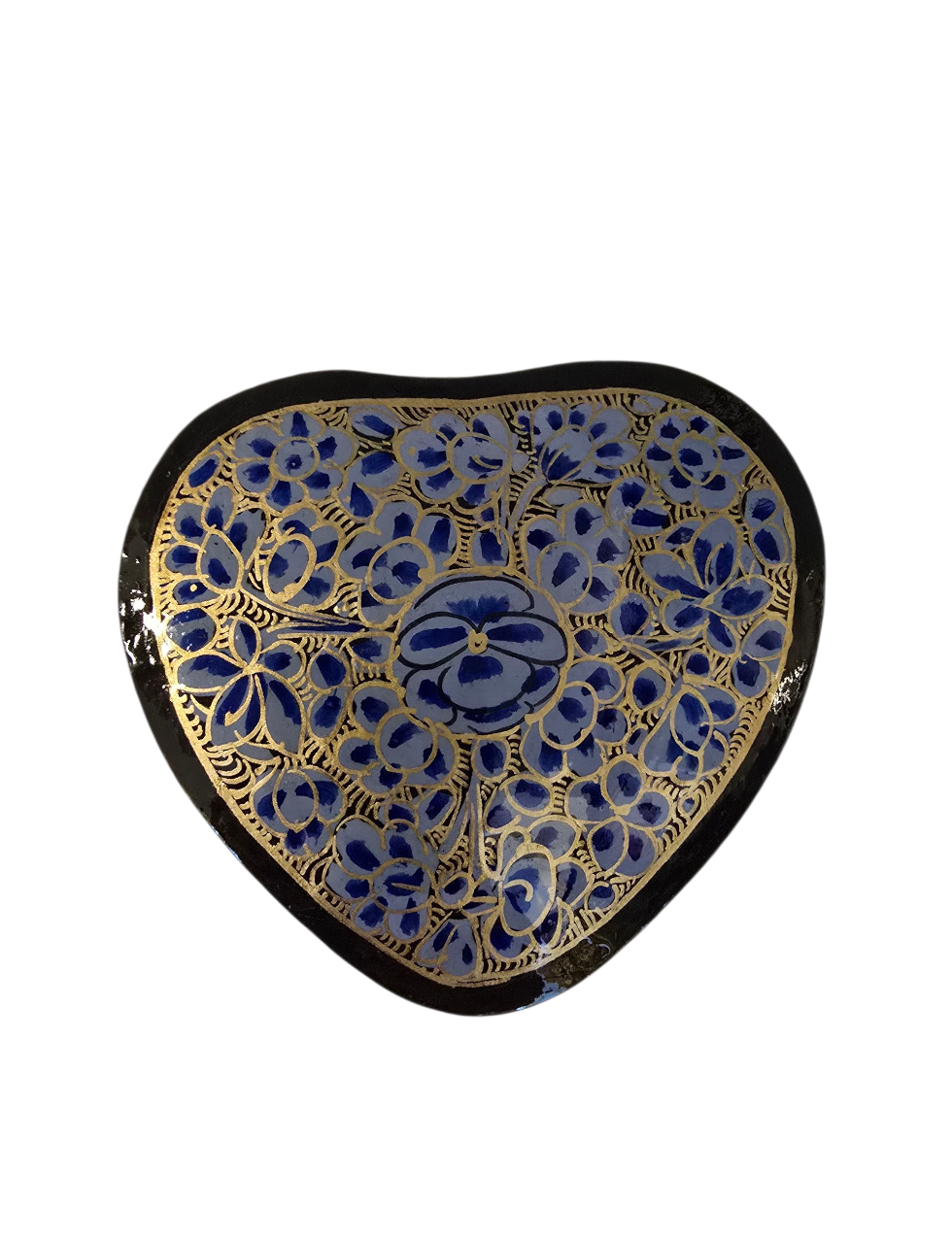 Hjerteformet smykkeskrin med blå blomster (30)