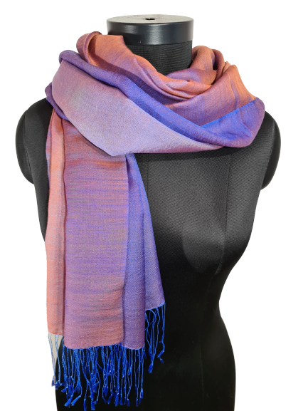 Mulberrysilke cashmere sjal i tre blåtoner og nyanser av brunt (63)