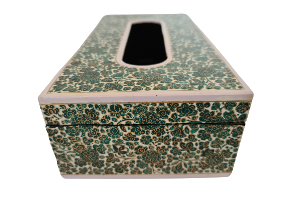 Gyllen, grønn og hvit kleenex box (08)