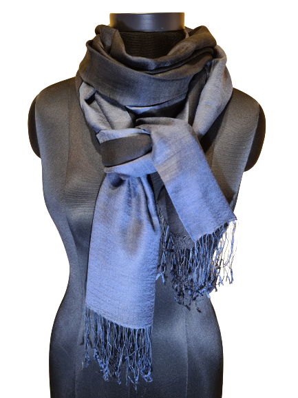 Mulberrysilke cashmere sjal i blågrått, grått og sort (28)