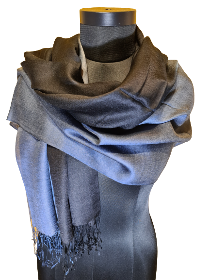 Mulberrysilke cashmere sjal i blågrått, grått og sort (28)
