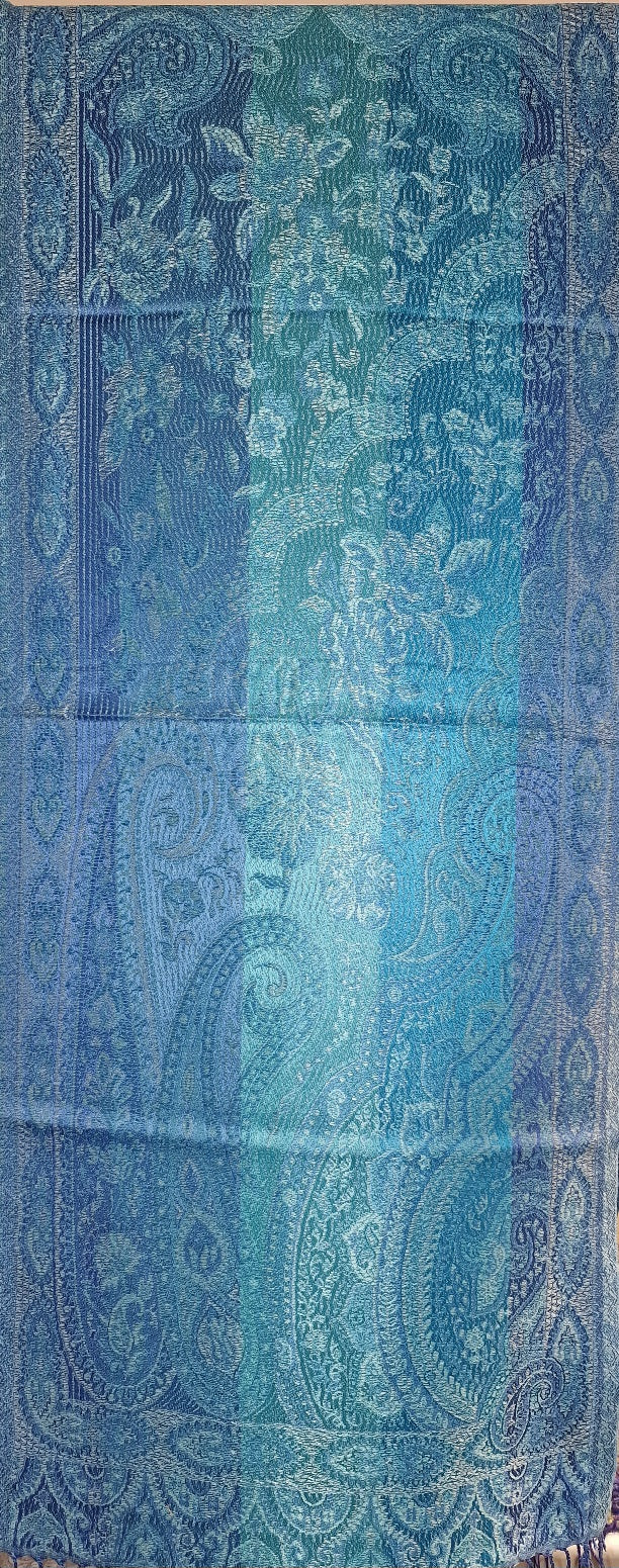 Nydelig silkeskjerf i blålige farger (07)