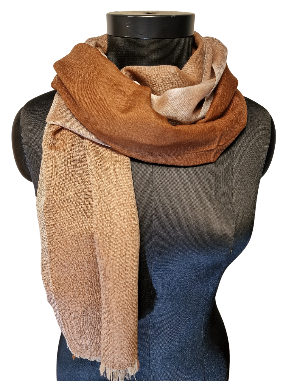 Merino og silkeskjerf i brunt og beige (8)