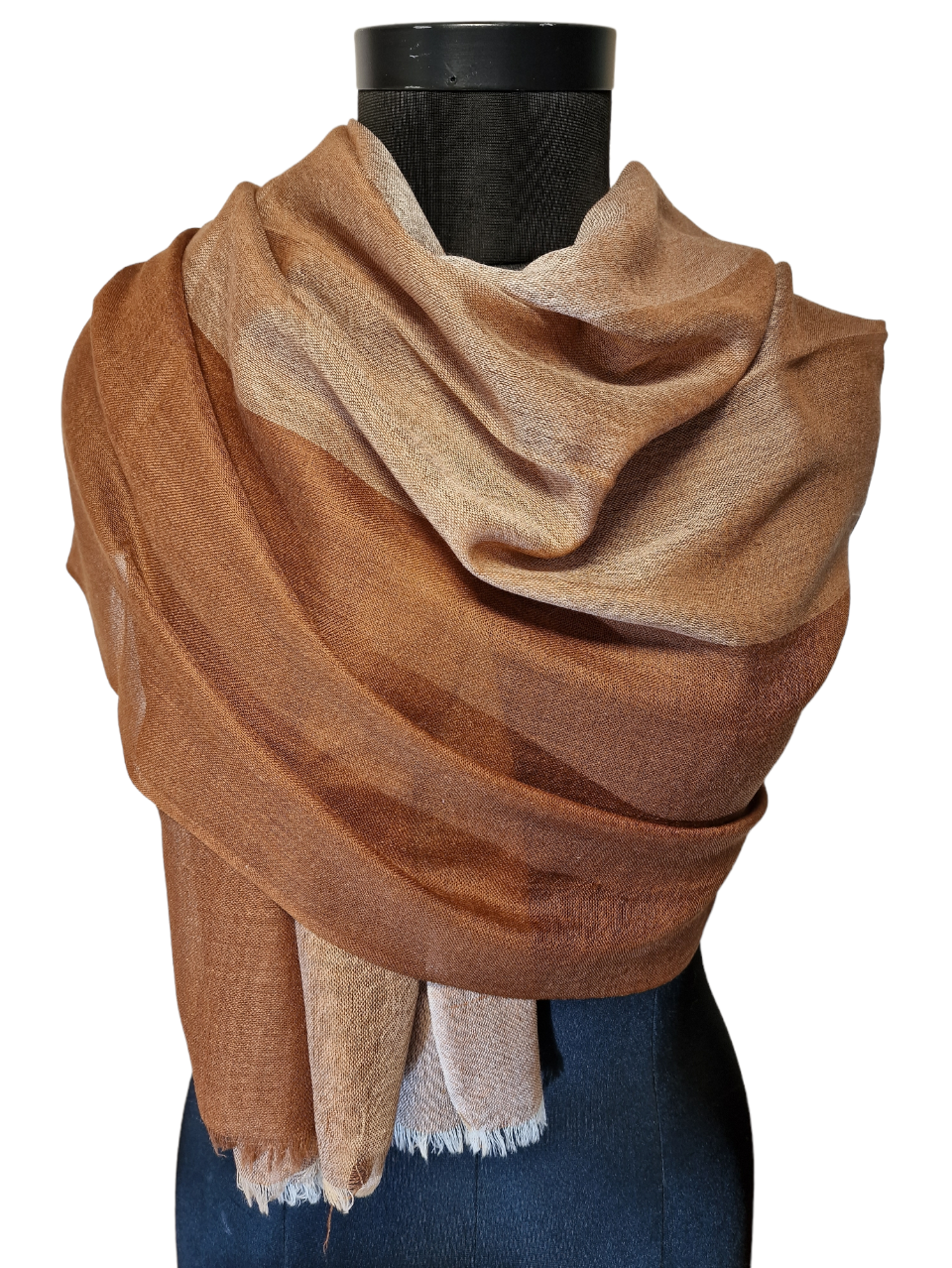 Merino og silkeskjerf i brunt og beige (8)