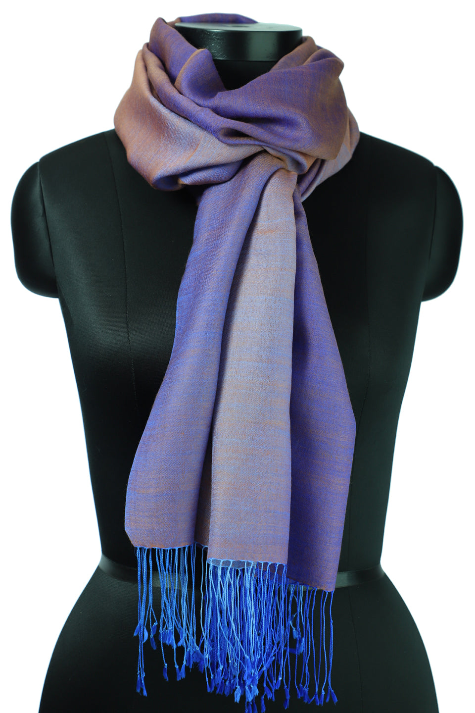 Mulberrysilke cashmere sjal i tre blåtoner og nyanser av brunt (63)