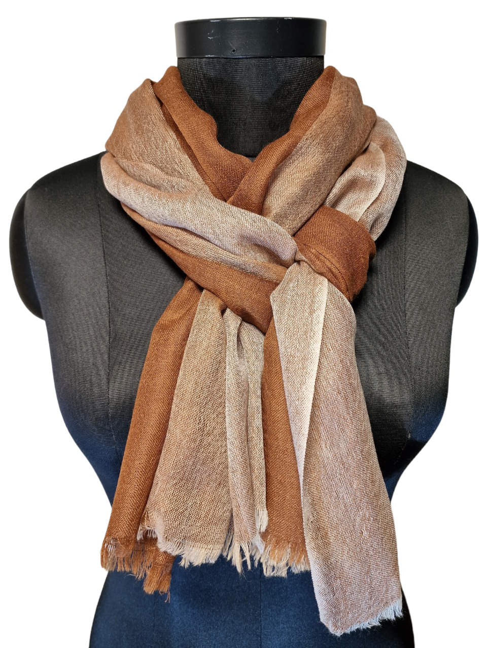 Merino og silkeskjerf i brunt og beige (8)